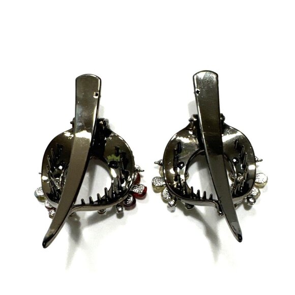 Floral French Hair Clip with Stones Set of Two - Picture 7 of 10